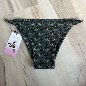 Oceanus Swimwear Cheetah Animal Yellow & Black Bikini Bottom NWT